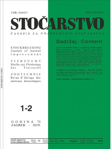 Stočarstvo : časopis za unapređenje stočarstva : 73,1/2(2019) / glavni urednik Tomislav Balenović.