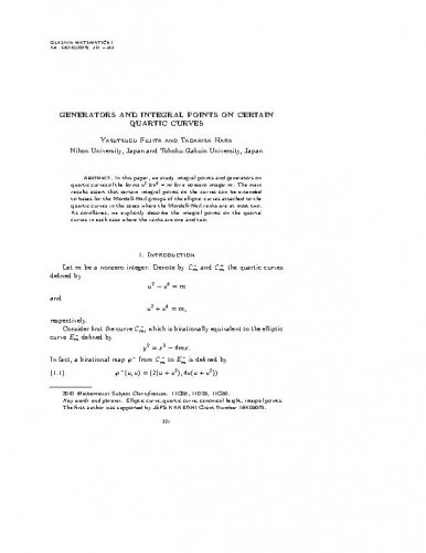 Generators and integral points on certain quartic curves   / Yasutsugu Fujita, Tadahisa Nara.