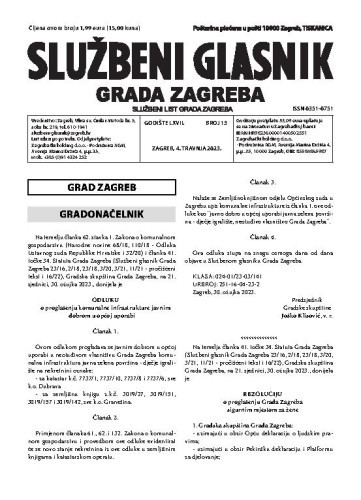 Službeni glasnik grada Zagreba : 67,13(2023)  / glavna urednica Mirjana Lichtner Kristić.