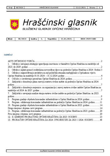 Hrašćinski glasnik  : službeni glasnik Općine Hrašćina : 2,10(2023) / odgovorni urednik Ivana Čavec.