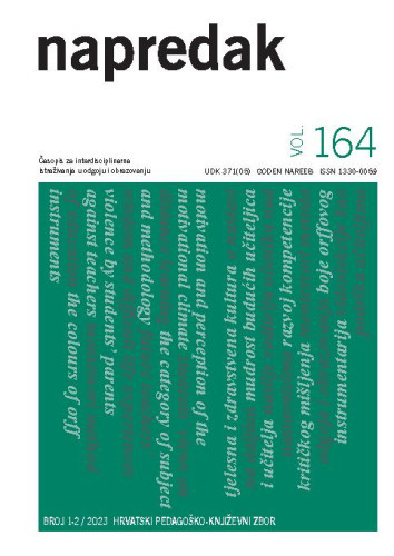 Napredak  : časopis za interdisciplinarna istraživanja u odgoju i obrazovanju = journal of interdisciplinary research in education :  164,1/2(2023) / glavna urednica Martina Kolar Billege.