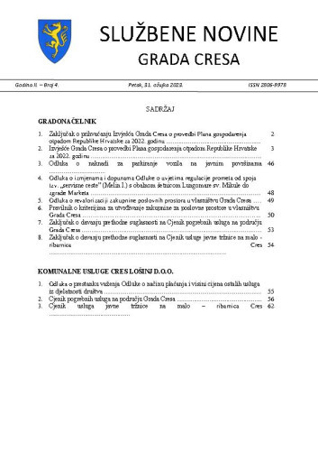 Službene novine Grada Cresa : 2,4(2023)  / Marin Gregorović, glavni urednik.
