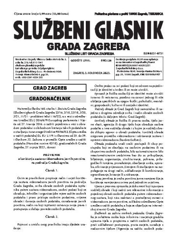 Službeni glasnik grada Zagreba : 67,26(2023)  / glavna urednica Mirjana Lichtner Kristić.
