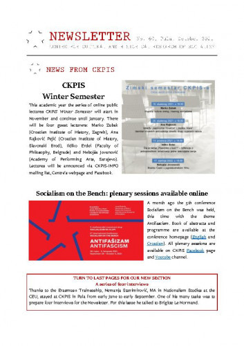 Newsletter : 60(2021)   / Centre for Cultural and Historical Research of Socialism = Centar za kultorološka i povijesna istraživanja socijalizma ; editors Igor Duda, Anita Buhin.