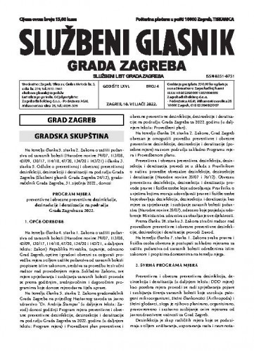 Službeni glasnik grada Zagreba : 66, 4(2022) / glavna urednica Mirjana Lichtner Kristić.