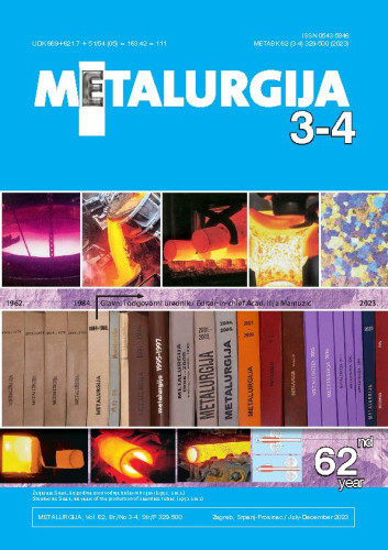 Metalurgija  : časopis za teoriju i praksu u metalurgiji = Metallurgy : [journal for theory and practice in metallurgy] : 62,3/4(2023) / glavni i odgovorni urednik Ilija Mamuzić.