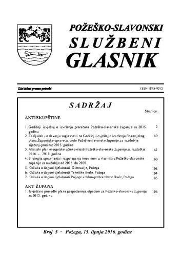 Požeško-slavonski službeni glasnik : 5(2016)  / odgovorni urednik Željko Obradović.