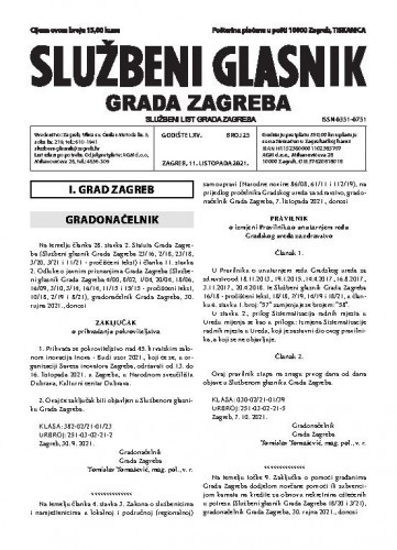 Službeni glasnik grada Zagreba : 65, 25(2021) / glavna urednica Mirjana Lichtner Kristić.