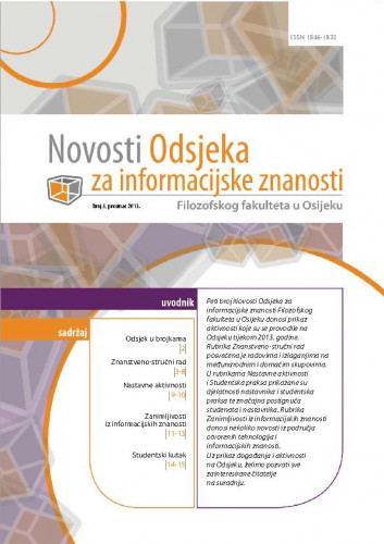Novosti : novosti Odsjeka za informacijske znanosti Filozofskog fakulteta u Osijeku : 5(2013) / urednica Milijana Mičunović.