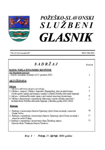 Požeško-slavonski službeni glasnik : 2(2024)  / glavna urednica Mateja Tomašević.