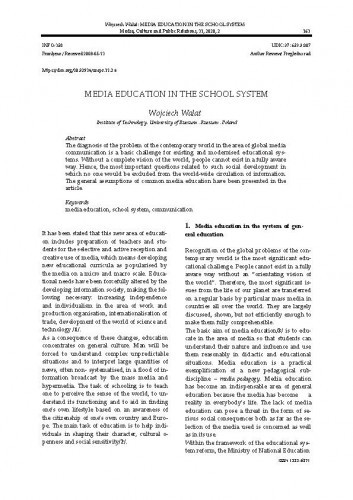 Media education in the school system / Wojciech Walat.