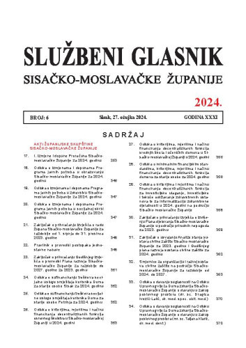 Službeni glasnik Sisačko-moslavačke županije : 31,6(2024)  / glavni i odgovorni urednik Branka Šimanović.