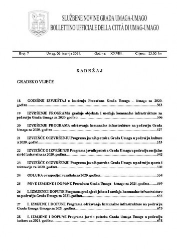 Službene novine grada Umaga = Gazzetta ufficiale della città di Umago : 28,7(2021).