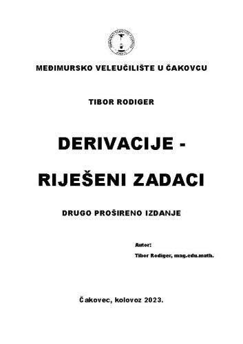 Derivacije  : riješeni zadaci / Tibor Rodiger