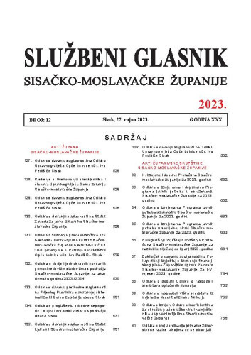 Službeni glasnik Sisačko-moslavačke županije : 30,12(2023)  / glavni i odgovorni urednik Branka Šimanović.