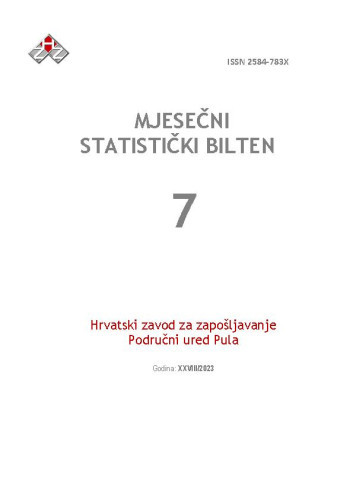 Mjesečni statistički bilten : 28,7(2023)  / Hrvatski zavod za zapošljavanje, Područni ured Pula ; urednica Tanja Lorencin Matić.