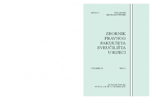 Zbornik Pravnog fakulteta Sveučilišta u Rijeci : 39,1(2018) /glavni urednik Željko Bartulović.