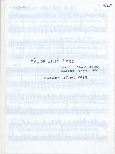 Ma, od dvije loze / glazba Dinko Fio ; tekst Izvor Oreb.