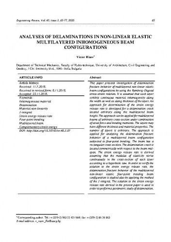 Analyses of delaminations in non-linear elastic multilayered inhomogeneous beam configurations / Victor Rizov.