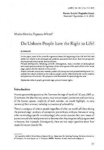 Do unborn people have the right to life? / Maria-Monica Popescu-Mitroi.
