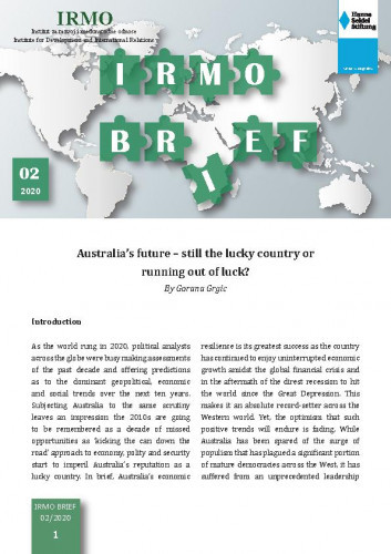 IRMO brief : 2(2020) / Institut za razvoj i međunarodne odnose.