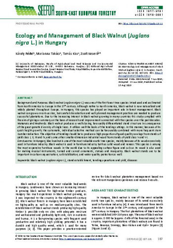 Ecology and management of black walnut (Juglans nigra L.) in Hungary / Károly Rédei, Marianna Takács, Tamás Kiss, Zsolt Keserű.