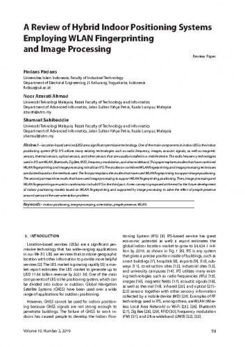 A review of hybrid indoor positioning systems employing WLAN fingerprinting and image processing / Firdaus Firdaus, Noor Azurati Ahmad, Shamsul Sahibuddin.