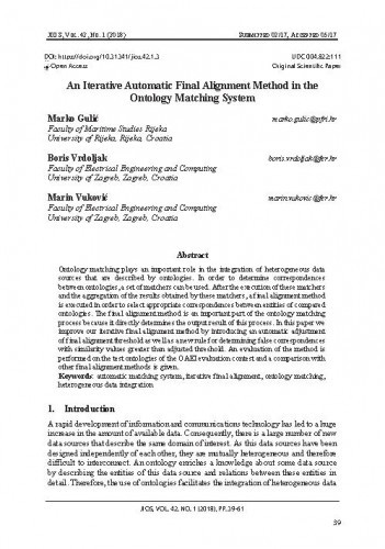An iterative automatic final alignment method in the ontology matching system /Marko Gulić, Boris Vrdoljak, Marin Vuković.