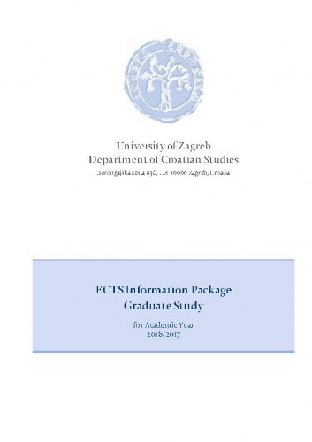 ECTS information package : graduate study : 2016/2017 / editor Marjan Ninčević.