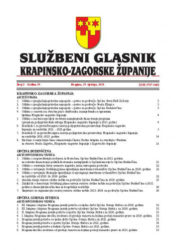 Službeni glasnik Krapinsko-zagorske županije : 29,3(2021) / Dubravka Sinković, glavni i odgovorni urednik.