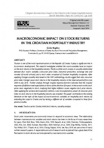 Macroeconomic impact on stock returns in the Croatian hospitality industry / Siniša Bogdan.