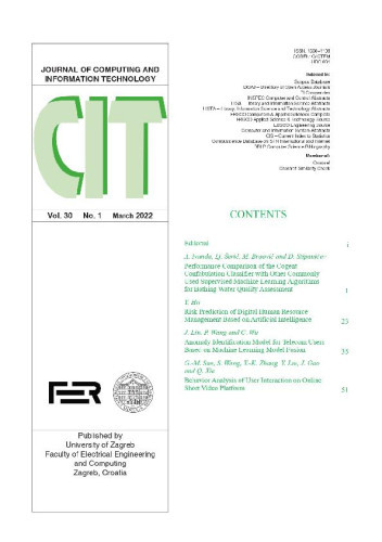 Journal of computing and information technology  : CIT : 30,1(2022) / editor-in-chief Alan Jović.