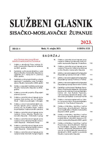 Službeni glasnik Sisačko-moslavačke županije : 30,4(2023)  / glavni i odgovorni urednik Branka Šimanović.