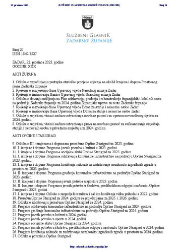 Službeni glasnik Zadarske županije : 30,20(2023)