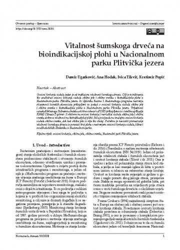 Vitalnost šumskoga drveća na bioindikacijskoj plohi u Nacionalnom parku Plitvička jezera / Damir Ugarković, Ana Hodak, Ivica Tikvić, Krešimir Popić.