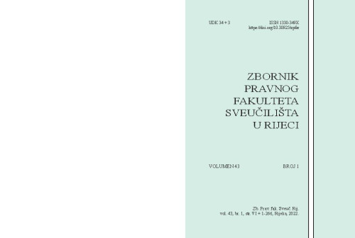 Zbornik Pravnog fakulteta Sveučilišta u Rijeci : 43,1(2022) /  glavni urednik Željko Bartulović.