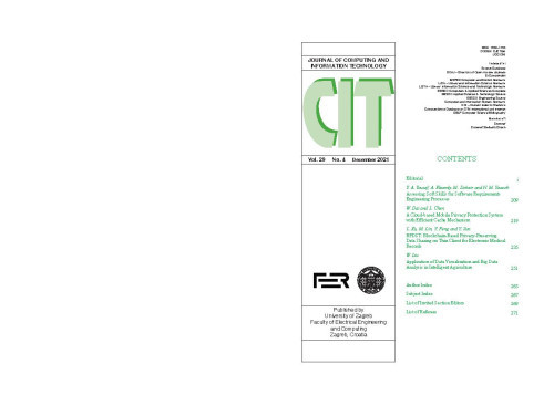 Journal of computing and information technology  : CIT : 29,4(2021) / editor-in-chief Vlado Glavinić