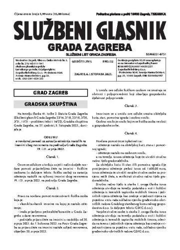 Službeni glasnik grada Zagreba : 67,32(2023)  / glavna urednica Mirjana Lichtner Kristić.
