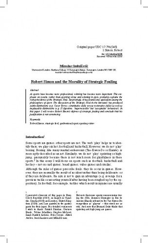 Robert Simon and the morality of strategic fouling / Miroslav Imbrišević.
