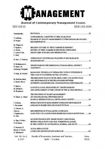 Management : journal of contemporary management issues : 26, 1 (2021) / editor-in-chief Nikša Alfirević.