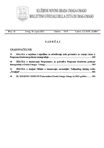 Službene novine grada Umaga  : Gazzetta ufficiale della città di Umago : 30,10(2023)