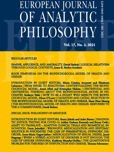 European journal of analytic philosophy : 17,2(2021)  / editor-in-chief Marko Jurjako.