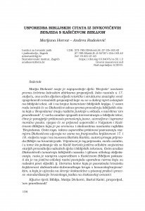 Usporedba biblijskih citata iz Divkovićevih Besjeda s Kašićevom Biblijom / Marijana Horvat, Andrea Radošević.
