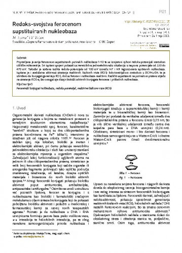Redoks-svojstva ferocenom supstituiranih nukleobaza / Mateja Toma, Valerije Vrček.