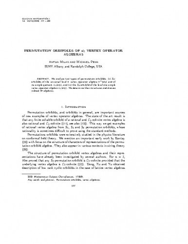 Permutation orbifolds of sl_2 vertex operator algebras   / Antun Milas, Michael Penn.