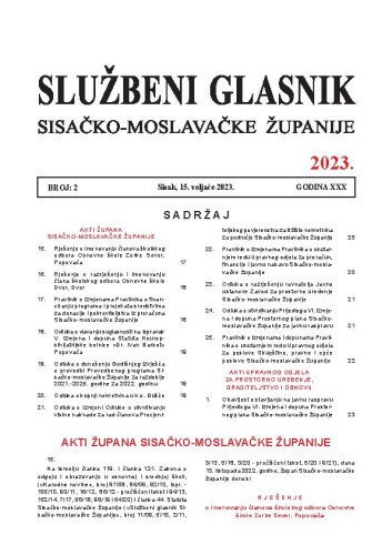 Službeni glasnik Sisačko-moslavačke županije : 30,2(2023)  / glavni i odgovorni urednik Branka Šimanović.