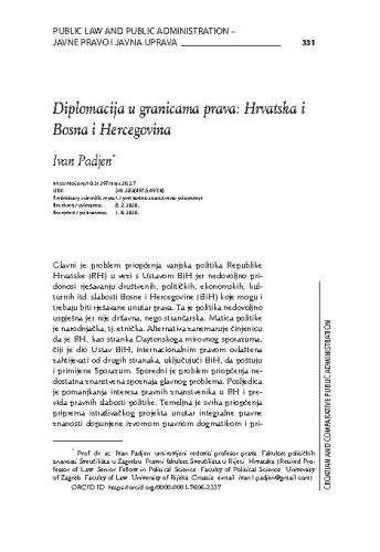 Diplomacija u granicama prava : Hrvatska i Bosna i Hercegovina / Ivan Padjen.