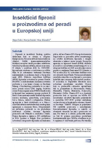 Insekticid fipronil u proizvodima od peradi u Europskoj uniji / Maja Đokić, Marija Sedak, Nina Bilandžić.
