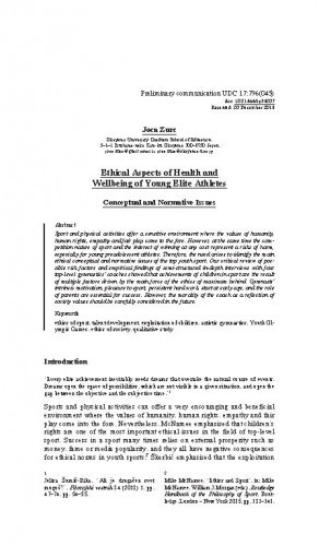 Ethical aspects of health and wellbeing of young elite athletes : conceptual and normative issues / Joca Zurc.