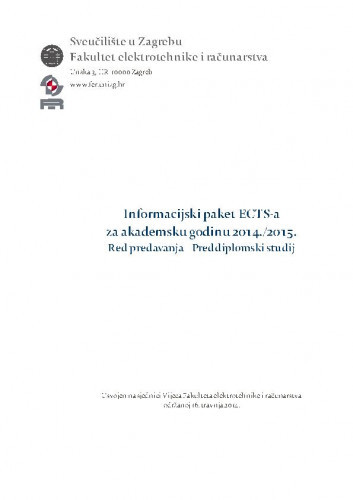 Informacijski paket ECTS-a za akademsku godinu ...  : red predavanja – preddiplomski studij : 2014/2015 / urednik Marko Delimar.